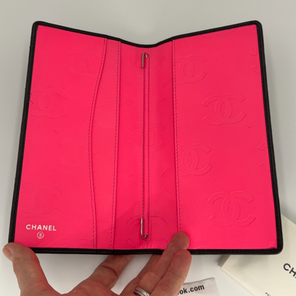CHANEL Cambon Quilted Checkbook Wallet w/Bright Pink Interior and Entrupy COA - Picture 9 of 15
